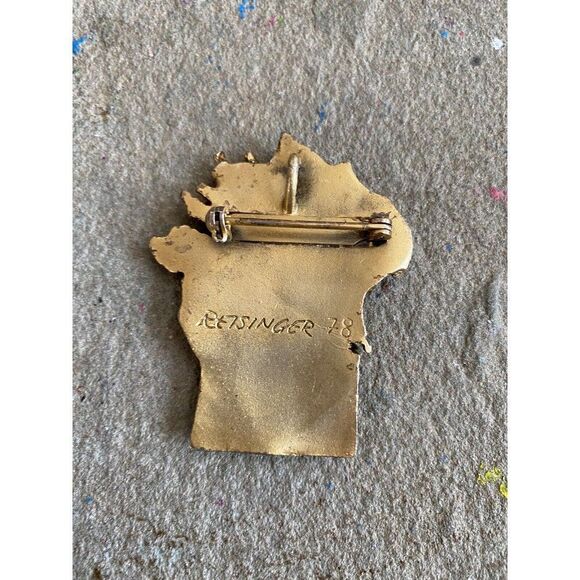 1978 REISINGER Judaica Gold Tone Modernist BURNING BUSH Brooch Pin Retsinger - Picture 7 of 11